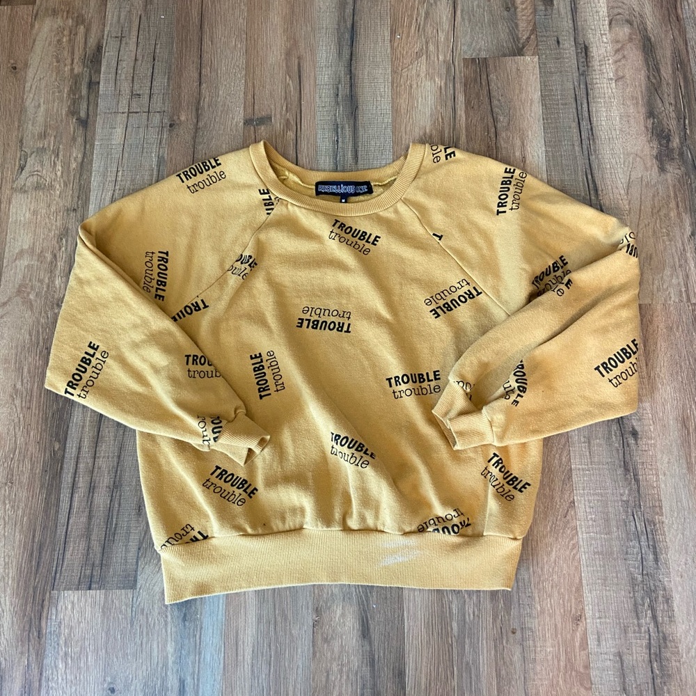 Double Trouble mustard yellow girls medium sweater